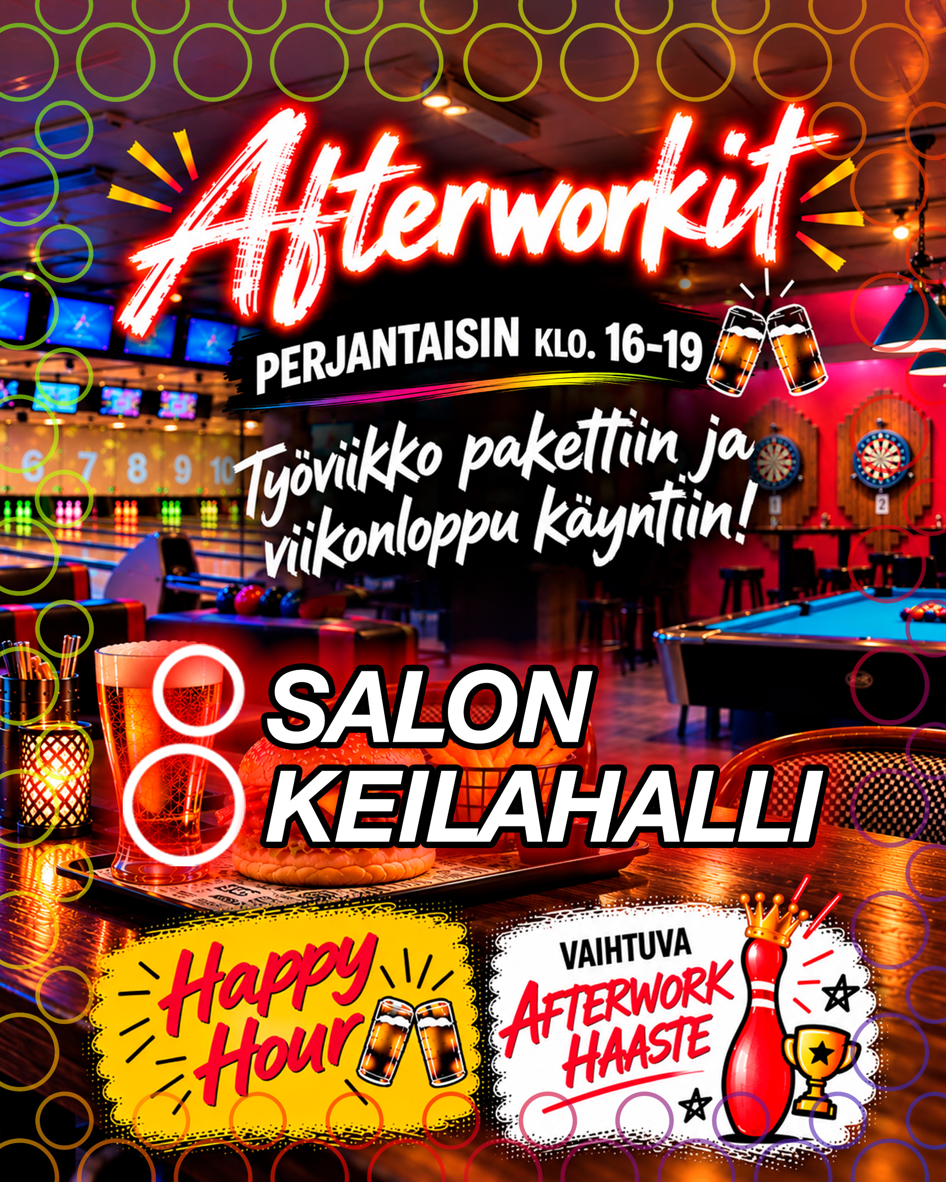 AFTERWORKIT PERJANTAISIN – Perjantaisin klo. 16-19 – juliste